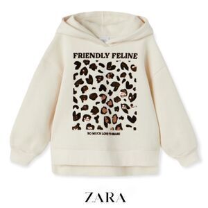 ZARA Kids | Cream | FELINE FLOCK SEQUIN SWEATSHIRT